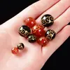 Ágata Roja Natural Moneda de Cobre Grabada con Sello Dorado Cuentas Sueltas Accesorios para Pulseras Hechas a Mano con Cuentas Redondas de Ágata Roja y Moneda de Cobre