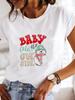 Camiseta Manga Curta Estampa Gráfica Roupas Vestuário Mulheres Gato Ca