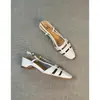 Primer Encuentro Temporada Retro Francés Diseño de Nicho Sandalias de Tira con Punta Hueca para Mujer Verano Tacón Grueso Cómodas Sandalias Romanas