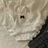Roupa Íntima de Algodão Retrô Francesa para Mulheres, Cuecas Sexy de Algodão Puro com Bolinhas Creme de Cintura Baixa com Acabamento de Renda para Meninas