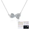 Elegante collar de estilo europeo y americano con un toque de alta gama, que presenta un lazo y un doble corazón de diamante moissanita, collar de plata de ley S925
