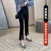 Calças Cortadas de Micro-chifre de Seda Gelo Stretch Simon Lena para Mulheres Primavera e Verão Slim-fit Slim Fit Slimming Pequeno Sete ou Oito