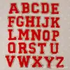 Parches de Tela Bordados al por Mayor, Insignias Bordadas por Computadora, Letras Bordadas en Tela Roja con Borde Dorado, Parches Decorativos No Adhesivos para Ropa