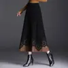 Saia Tricô Midi Linha A Feminina Inverno 2021 Cintura Alta Meia-Idade Aparência Magra Cobertura da Pele Moda Lã Saia Longa