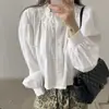 Camisa de manga larga de color liso con bordado jacquard de alta gama para mujer, moda de nicho de Dongdaemun, Corea