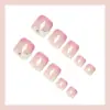 Uñas Portátiles Rosas Estilo Francés Transfronterizas Europeas y Americanas Más Vendidas con Perlas de Acero Blanco y Flores, Uñas de Pies Dulces, Uñas y Uñas de Pies Portátiles