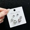 Kana Mina Simple Elegante Perla Una Tarjeta Tres Pares Aretes Pin Plata S925 Moda Combinable Aretes para Mujer