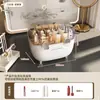 Caja de almacenamiento de lápiz labial a prueba de polvo, caja de escritorio para cosméticos, con tapa, estilo Ins avanzado, estante de almacenamiento de lápiz labial con esmalte de labios