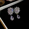 Pendientes de Borla Redonda con Circonita de Aguja Plateada Estilo Nuevo Retro Elegantes Versátiles Pendientes de Lujo Ligero de Gama Alta para Mujer