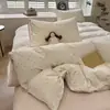 Juego de ropa de cama de algodón puro de doble capa con puntos de colores, juego de cuatro piezas para cama individual, funda de edredón para dormitorio de estudiante, juego de tres piezas 4