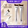 Brocha para Base de Maquillaje de Doble Cabeza Cola de Pez de Media Luna Ultra Delgada Plana Sin Marcas con Rascador No Absorbe la Base Herramienta de Belleza para Maquillaje