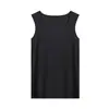 Colete Feminino Quente de Acrílico com Fleece Dupla Face, Tecnologia Térmica Preta, Sem Mangas, Slim Fit, Alta Elasticidade, Camada Base Justa ao Corpo