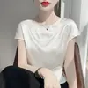 Camiseta Elegante de Alto Nivel Estilo Francés Cuello Redondo Manga Corta para Mujer 2026 Nuevo Estilo Holgada Adelgazante Versátil Top A12693