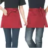 Garçom masculino e feminino avental preto curto hotel restaurante restaurante ocidental café cozinha meia cintura