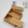 Caja de bambú con tapa de extracción simple caja cajón rectangular caja de embalaje para juego de té de madera caja de madera para almacenamiento de té