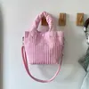 Bolso Cruzado Nuevo de Pana de Nicho, Bolso de Mano Simple y Lindo Estilo Coreano, Bolso Cubo Ligero de Mano Color Caramelo de Moda