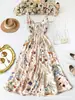 DZ TEMU transfronteiriço AliExpress Amazon vestido camisola com estampa floral colorida afunilado decote V onda