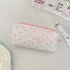 69101 Estilo Coreano Estampado de Lunares Neceser Acolchado Ribete de Encaje Lazo Bolsa de Papelería para Estudiantes Almacenamiento de Lápices de Gran Capacidad