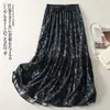 Saia Midi Godê Longa Casual de Design Inovador para Mulheres, Estampa Floral Artística e Fresca, Amiga da Pele