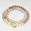 [color soda] alta calidad natural cristal de aguamarina pulsera mujeres cristal de fresa torre púrpura de cristal pulsera venta al por mayor