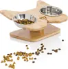 Soporte Elevado para Comedero de Perro de Madera Maciza, Base de Marco de Madera con Doble Comedero, Soporte de Alimentación, Se Puede Personalizar