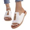 Sandalias y pantuflas de playa de cuerda de cáñamo con estampado de leopardo para mujer, de talla grande, de comercio exterior europeo y americano, a la moda