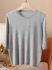 Verão Novo 60 Peças Seda de Amora Manga Curta Feminina Gola Redonda Fina Casual Camiseta Malha Meia-Manga Roupa de Baixo Atacado