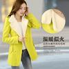 Leche de Papaya Otoño e Invierno Nuevo Estilo Coreano Casual Abrigo de Tweed Solapa de Lana de Cordero Color Caramelo Hombro Doble Botonadura Trendy