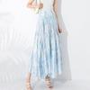 Saia Feminina 720 graus 13 metros Grande Swing Saia High-end Temperamento Handmade plissado impresso A - forma de cintura alta emagrecimento saia de dança