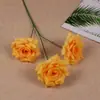 Flor Artificial Três Cabeças Rosa Diamante Flor Artificial Decoração de Casa Mesa de Jantar Mesa de Café Ornamentos Flor Artificial Cenário de Casamento Layout