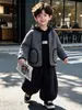 Conjunto de Forro Polar para Niños 2026 Nuevo Otoño/Invierno con Estilo, Sudadera Fresca para Niño, Chaqueta Acolchada de Algodón, Conjunto de Tres Piezas