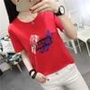 2568 # Camiseta de Manga Curta para Mulheres, Versão Coreana Solta para Estudantes (95% Algodão 5% Elastano) (Novo Tamanho XXL)