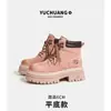 2025 Nuevas Botas Casuales de Cuero Genuino con Suela Gruesa para Aumentar la Altura para Mujer Deportes al Aire Libre Versátiles Botas de Ruibarbo para Mujer Verano