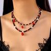 Collares Superpuestos de Halloween Estilo Transfronterizo Europeo y Americano Nuevo Estilo Superpuesto de Contraste de Color Estilo Maligno Collar con Colgante de Fantasma Calavera