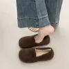 Sapatos Mary Jane peludos estilo coreano Birkenstock para mulheres, de calçar, com forro de pelúcia, quentes, para outono e inverno, novos sapatos de algodão 2026
