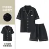 Conjunto casual de dos piezas para hombre de verano, cardigán fino de manga corta de algodón nube, se puede usar afuera, holgado, talla grande, ropa para el hogar