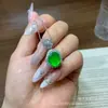 Colgante de Huevo de Paloma de Jade Helado de Alta Calidad Incrustado, Cadena para Clavícula de Moda con Colgante Incrustado de Ágata Verde y Ágata Rosa