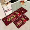 Amazon Navidad Grinch Alfombrilla Absorbente de Cocina para Piso Juego de Dos Piezas Felpudo para Puerta de Entrada Alfombra Decorativa Festiva