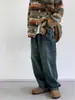 Jeans Retro de Calle Americanos para Hombre, Pantalones Casuales Versátiles Lavados para Otoño e Invierno, Pierna Recta Ligeramente Acampanados, Pierna Ancha Sueltos