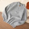 Suéter de Lã com Meio Zíper Infantil, Suéter Pulôver com Gola Alta para Outono e Inverno para Meninos e Meninas, Tricô de Cor Sólida para Crianças Mais Velhas