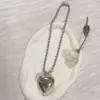 Colar Coração Grande de Metal Feminino Longo Doce e Cool Estilo Sexy Nicho Simples Empilhado Estéreo Colar Coração Pêssego Joia