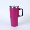 Vaso térmico transfronterizo de 20 oz con asa, gran capacidad, portátil, apto para uso en coche, con interior de plástico y exterior de acero, personalizable