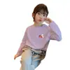 Nova Moda Outono/Inverno Camiseta de Algodão Manga Longa Estampada de Desenho Animado para Meninas, Camiseta Básica Estilosa para Meninas Jovens