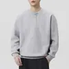 Modelo 2026 [tecido plano composto floral] 320g estilo old money falso two-piece gola henley moletom pullover masculino de outono