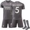 2425 Gris No. 9 Jersey Deportivo de Mbappé No. 5 Bellingham La Liga Real Madrid Segundo Uniforme de Fútbol de Visitante