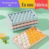 Forma de Gelo com Tampa, Molde Criativo Caseiro de Bolas de Gelo Redondas, Caixa de Plástico para Gelo de Geladeira com 33 Células, Caixa Criativa de Bolas de Gelo