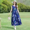Novo Modelo 2026: Lindo Vestido de Praia da Ilha de Sanya, Vestido Regata sem Mangas, Vestido de Algodão e Seda Estilo Férias, Efeito Emagrecedor