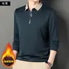 Camisa Polo Live Nueva con Forro de Polar para Hombre Manga Larga Camiseta Invierno 2024 Color Sólido Lar Casual Espesado Superior