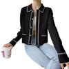 Cárdigan de Punto Estilo Francés para Otoño, Solapa con Botones de Perla, Costuras Visibles, Chaqueta Beige de Manga Larga para Mujer, Ropa Interior Corta Estilo Chanel