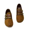 Zapatos Birkenstock de gamuza con diseño retro de nicho para mujer, nuevos de otoño 2026, de suela plana, con velcro, versátiles, casuales, de corte bajo, de una sola pieza